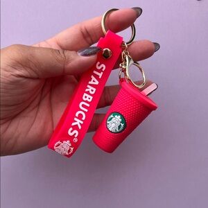 Starbucks Vibrant Hot Pink Keychain Duo